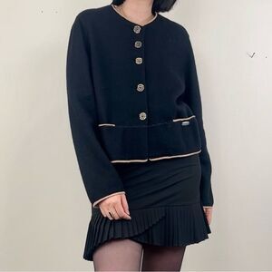 Vintage Geisswein Black Wool Boho Cropped Cardigan